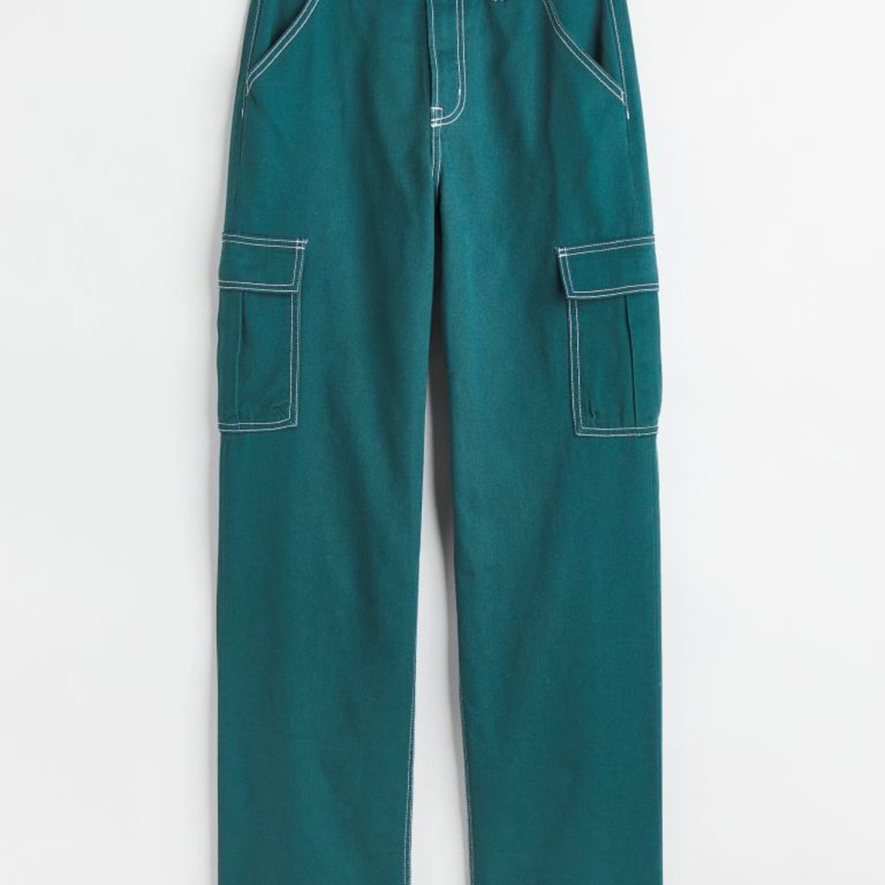 H&M Green 90s Baggy High Waist Jeans
